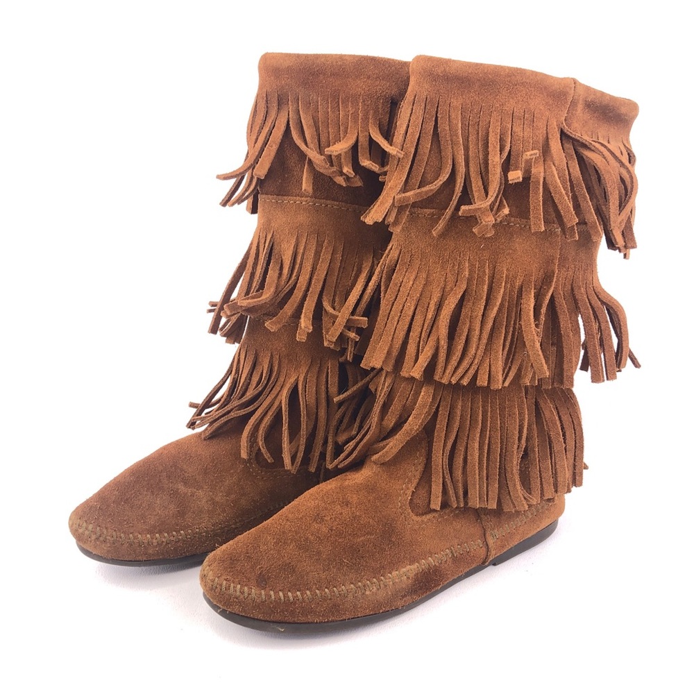 Minnetonka 1632 3-Layer Fringe Moccasin Boots 7 - image 3
